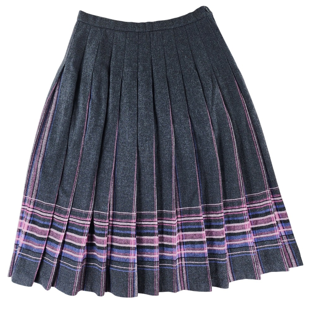 Vintage Plaid Pendleton Virgin Wool Pleated Skirt Size 12 Academia A line USA